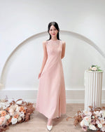 Sleeveless Lace A Line Maxi Dress WHITE/ PINK (S-XL)