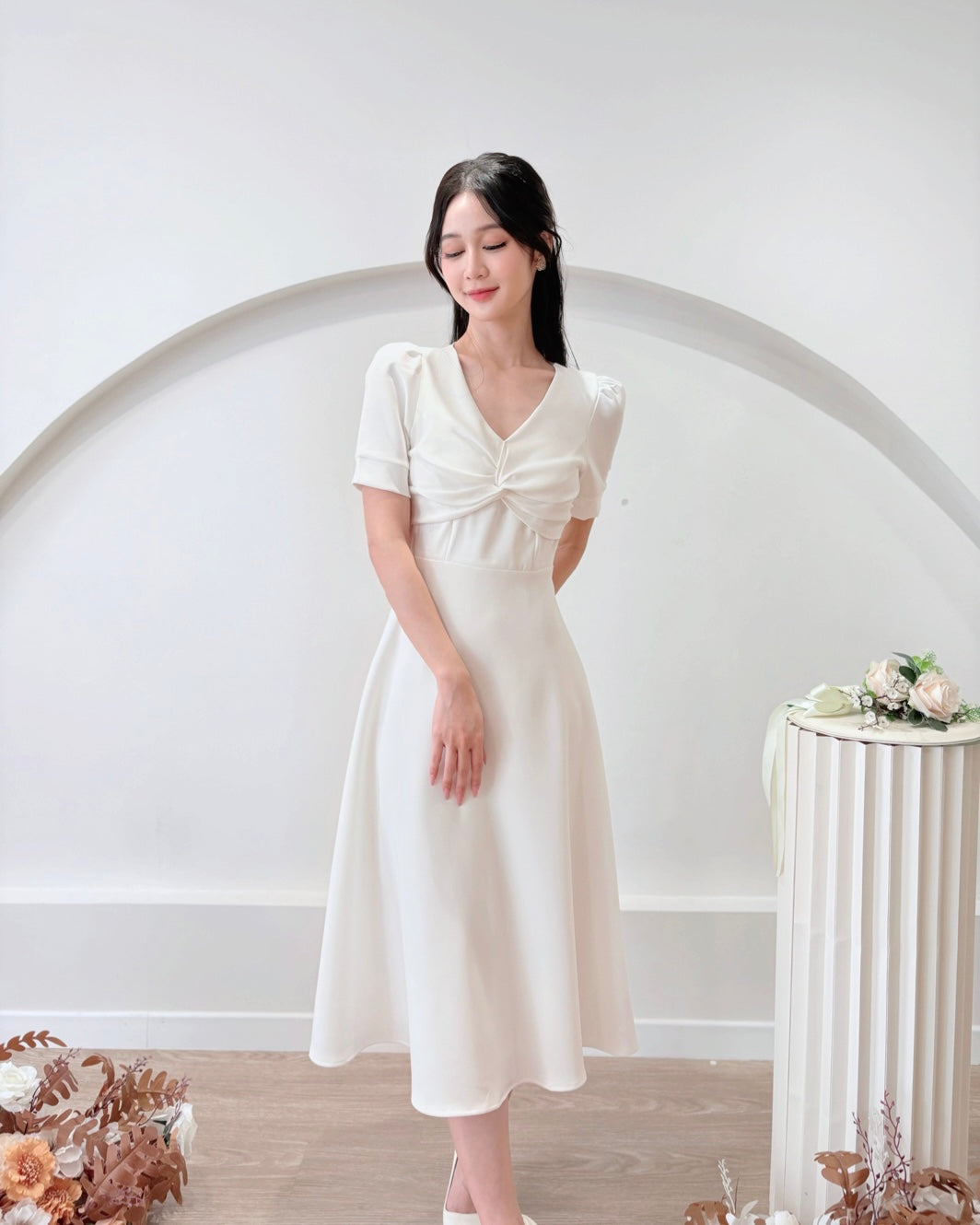 *PLUS SIZE* V Knot Design Midi Dress (S-2XL)