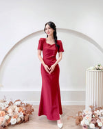 *PLUS SIZE* Sweetheart Slit Mermaid Maxi Dress WHITE/ MAROON (S-2XL)