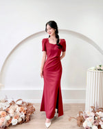 *PLUS SIZE* Sweetheart Slit Mermaid Maxi Dress WHITE/ MAROON (S-2XL)