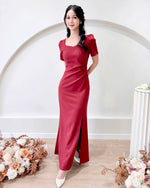 *PLUS SIZE* Sweetheart Slit Mermaid Maxi Dress WHITE/ MAROON (S-2XL)