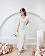 *PLUS SIZE* Sweetheart Slit Mermaid Maxi Dress WHITE/ MAROON (S-2XL)