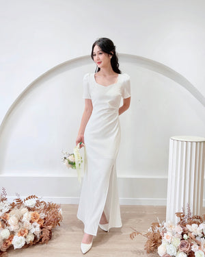 *PLUS SIZE* Sweetheart Slit Mermaid Maxi Dress WHITE/ MAROON (S-2XL)