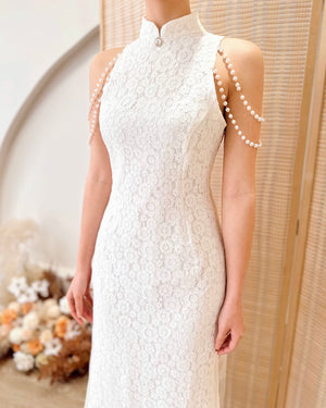 Sleeveless Pearl Straps Design QiPao (S-L)