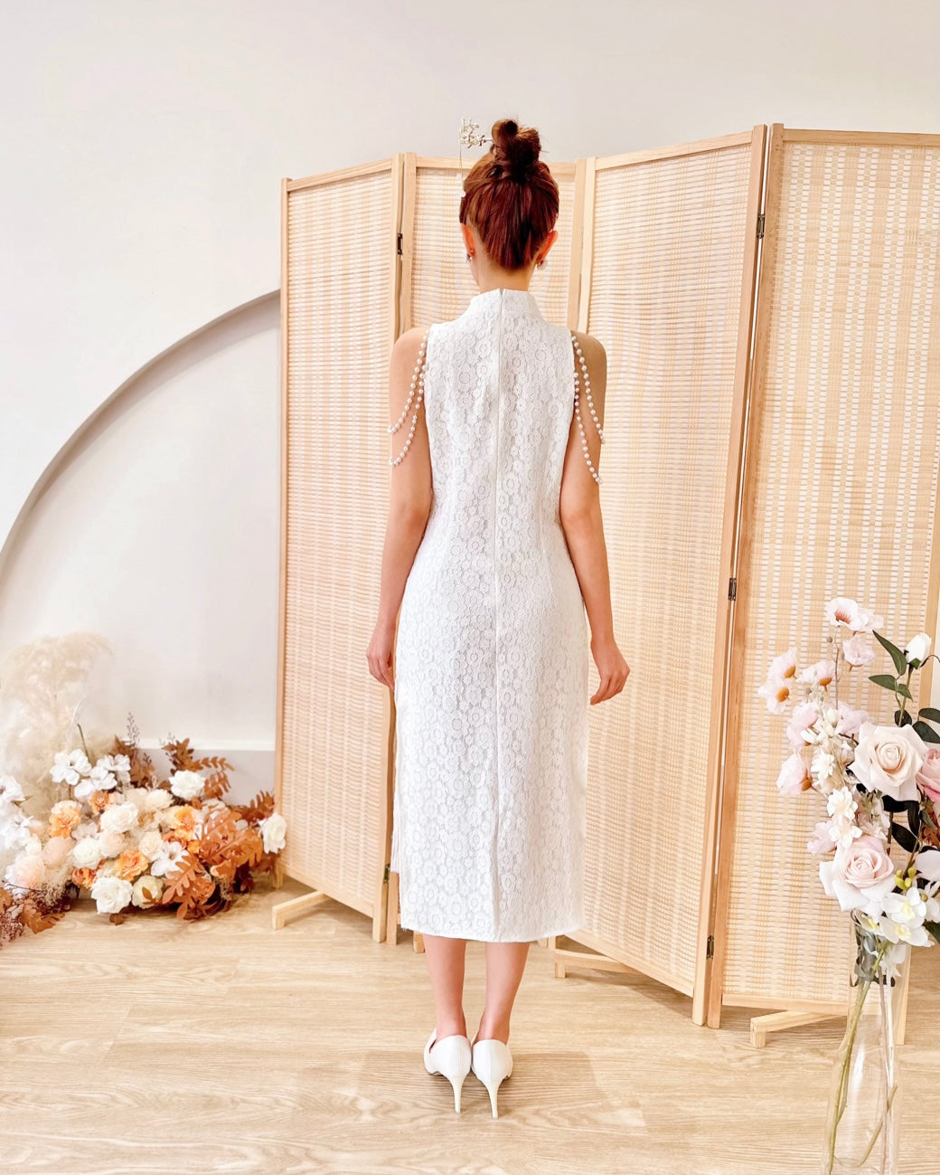 Sleeveless Pearl Straps Design QiPao (S-L)