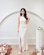 Halter Pleats Mermaid Slit Maxi Gown (S-L)