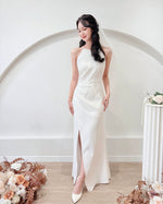 Halter Pleats Mermaid Slit Maxi Gown (S-L)