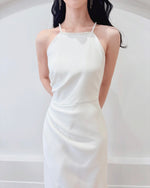 Halter Pleats Mermaid Slit Maxi Gown (S-L)