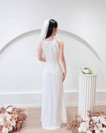 Halter Pleats Mermaid Slit Maxi Gown (S-L)