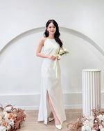 Halter Pleats Mermaid Slit Maxi Gown (S-L)