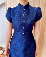 Fur Oriental Collar Mini Qipao NAVY BLUE (S)
