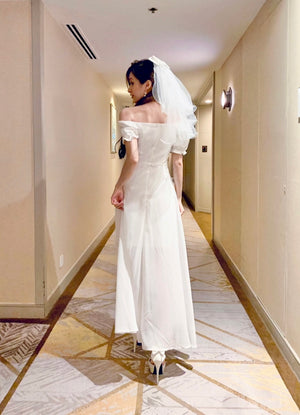 Elastic Square Neck 2 Way Maxi Gown WHITE (S)