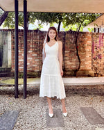 Eyelet V Spaghetti Straps Midi Dress (XS-L)