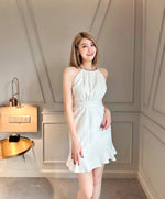 Halter Chain Design Mini Dress WHITE/ NUDE PINK/ MAROON (ML)