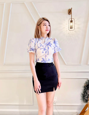 Cheongsam Knot Mini Skort BURGUNDY/ BLACK (S-XL)