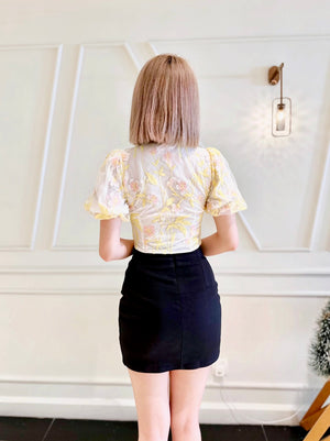 Floral Embroidery Cheongsam Top YELLOW (S-L)