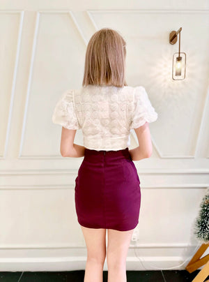 Cheongsam Knot Mini Skort BURGUNDY/ BLACK (S-XL)