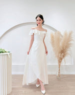 *S&C Made PLUS SIZE* Ruffles Design Cold Shoulder Maxi Gown WHITE (S-2XL)