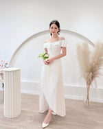 *S&C Made PLUS SIZE* Ruffles Design Cold Shoulder Maxi Gown WHITE (S-2XL)