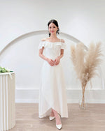 *S&C Made PLUS SIZE* Ruffles Design Cold Shoulder Maxi Gown WHITE (S-2XL)