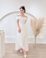 *S&C Made PLUS SIZE* Ruffles Design Cold Shoulder Maxi Gown WHITE (S-2XL)