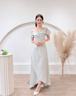 *S&C Made PLUS SIZE* Ruffles Design Cold Shoulder Maxi Gown BABY BLUE (S-2XL)