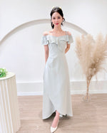 *S&C Made PLUS SIZE* Ruffles Design Cold Shoulder Maxi Gown BABY BLUE (S-2XL)