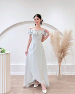 *S&C Made PLUS SIZE* Ruffles Design Cold Shoulder Maxi Gown BABY BLUE (S-2XL)