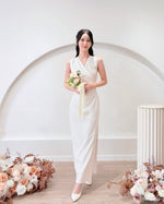 V Sleeveless Pleats Side Slit Maxi Dress (S-L)