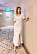 Puffy Sleeve Sweetheart Mermaid Maxi Gown WHITE (S)