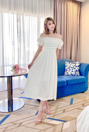 Elastic Sleeve 2 Way Cotton Midi Dress (S-L)