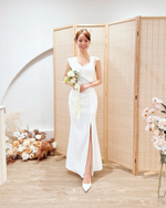 Asymmetry Shoulder Slit Mermaid Maxi Gown (S, L)