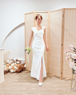 Asymmetry Shoulder Slit Mermaid Maxi Gown (S, L)