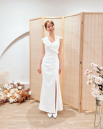 Asymmetry Shoulder Slit Mermaid Maxi Gown (S, L)