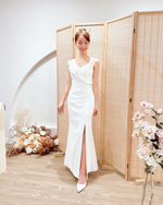 Asymmetry Shoulder Slit Mermaid Maxi Gown (S, L)