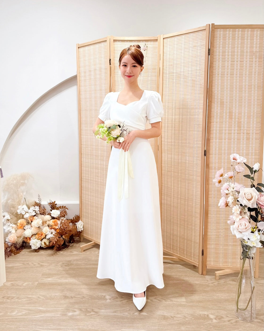 Classic Sweetheart A Line Maxi Dress WHITE (SM)