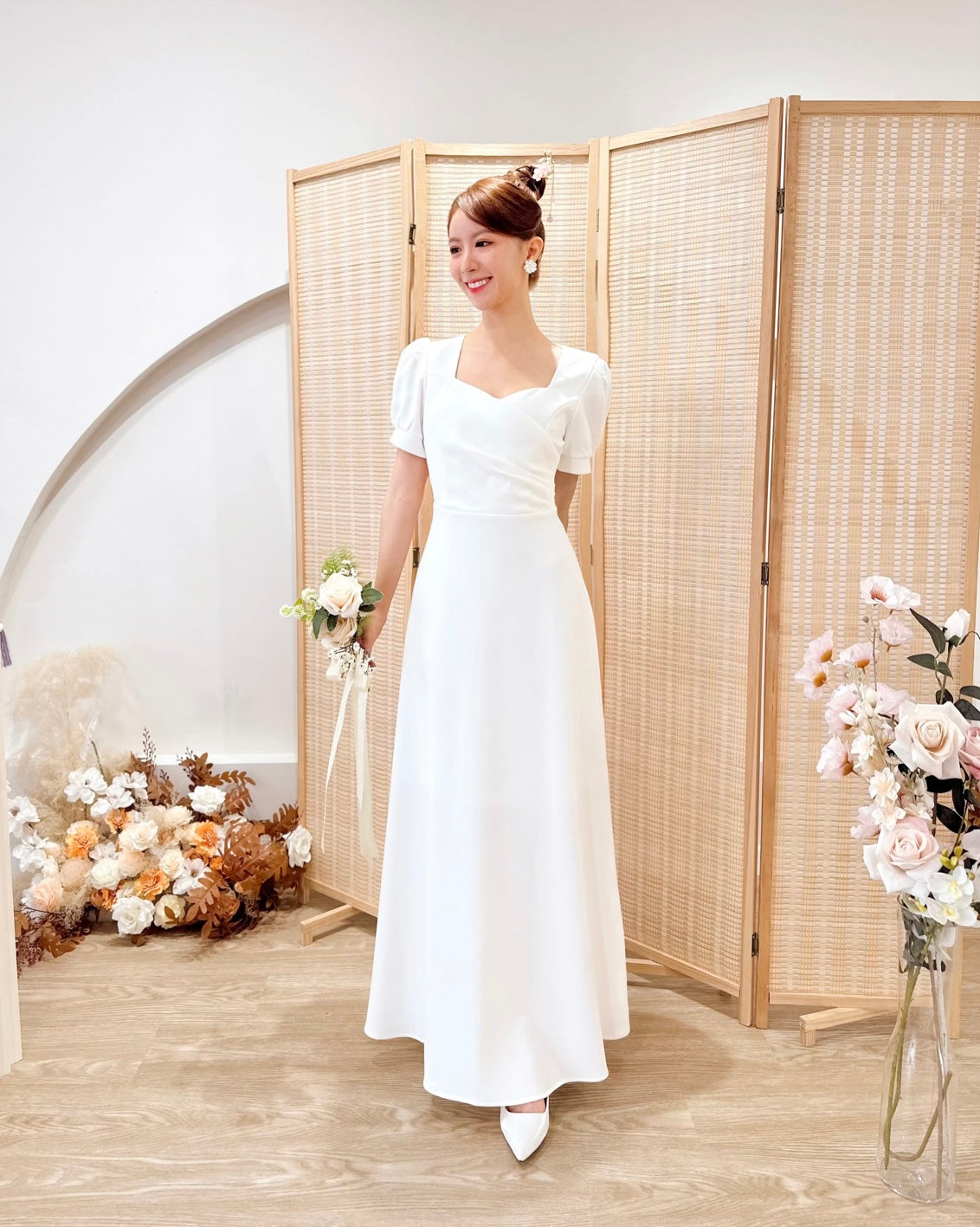 Classic Sweetheart A Line Maxi Dress WHITE (SM)