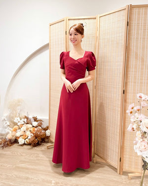 *PLUS SIZE* Classic Sweetheart A Line Maxi Dress MAROON (S-2XL)