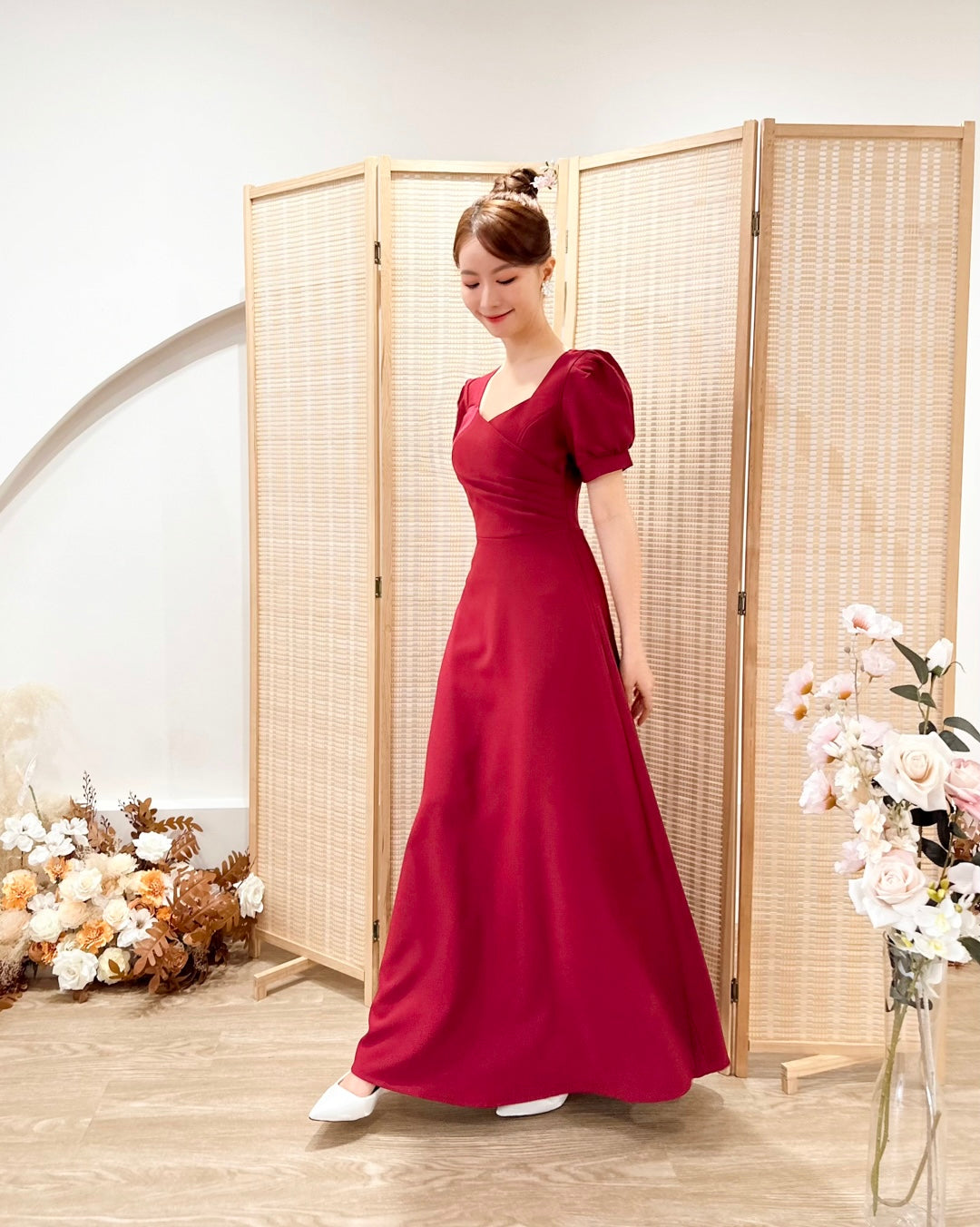 *PLUS SIZE* Classic Sweetheart A Line Maxi Dress MAROON (S-2XL)