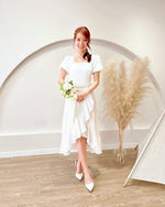 Square Neck Embroidery Lace Ruffles Dress (S-XL)