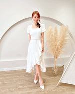 Square Neck Embroidery Lace Ruffles Dress (S-XL)
