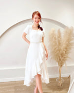 Square Neck Embroidery Lace Ruffles Dress (S-XL)