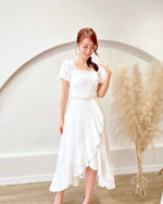 Square Neck Embroidery Lace Ruffles Dress (S-XL)