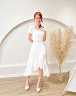 Square Neck Embroidery Lace Ruffles Dress (S-XL)