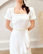 Square Neck Embroidery Lace Ruffles Dress (S-XL)