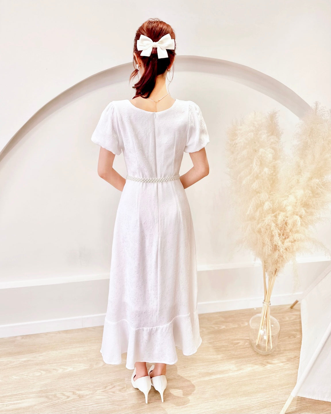 Square Neck Embroidery Lace Ruffles Dress (S-XL)