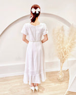 Square Neck Embroidery Lace Ruffles Dress (S-XL)