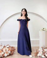 Off Shoulder Sweet Puff Flare Maxi Gown NAVY BLUE (S-XL)