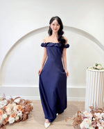 Off Shoulder Sweet Puff Flare Maxi Gown NAVY BLUE (S-XL)
