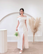 *PLUS SIZE* Off Shoulder Knot Design Slit Maxi Gown (S-2XL)